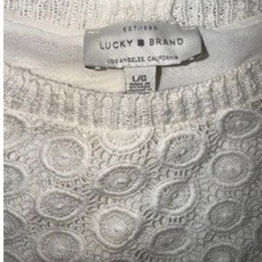 Lucky Brand Cream Lace Overlay Knit Sweater Women's - Picture 3 of 3